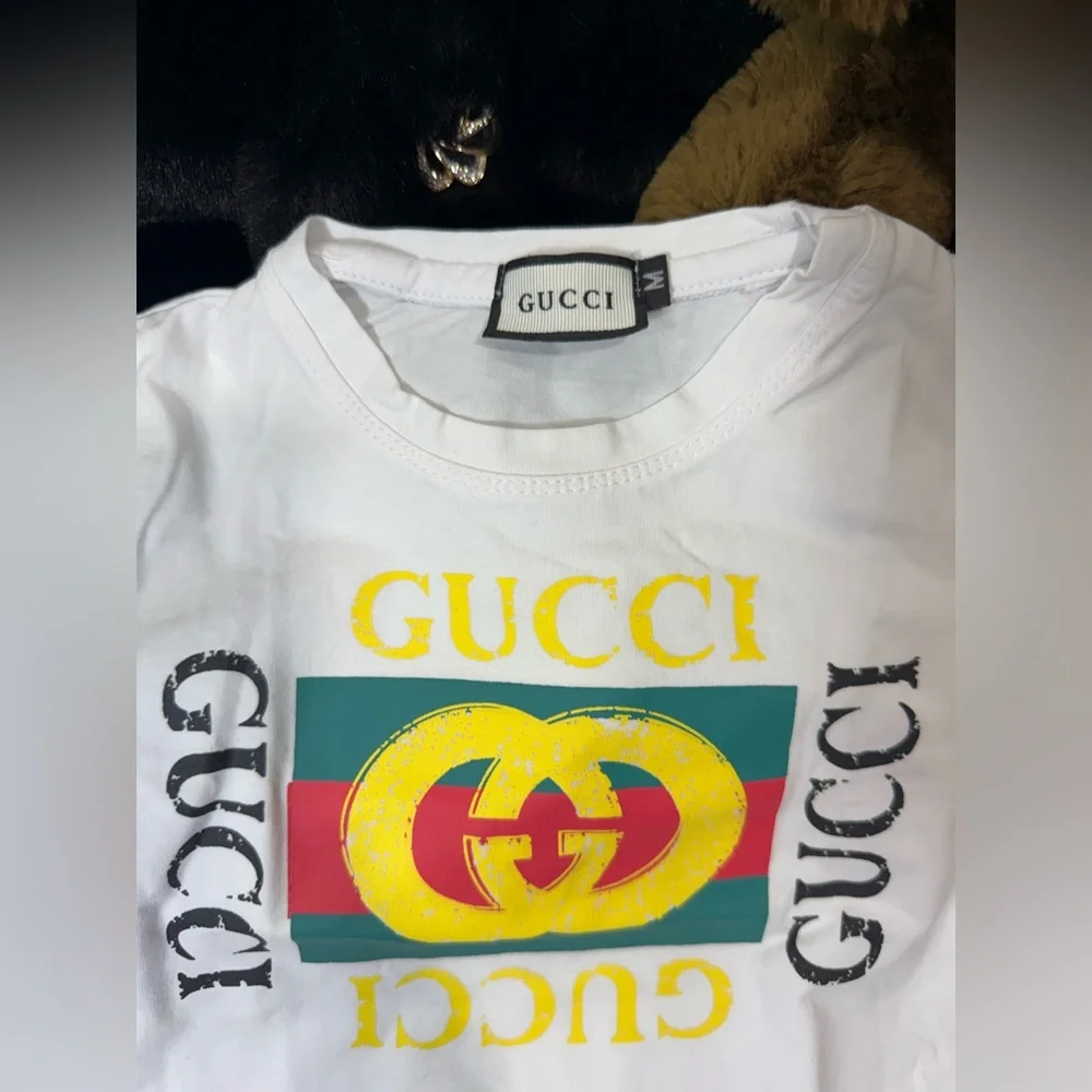 Gucci Kids White Tee with Multicolor Logo - Picture 4 of 5